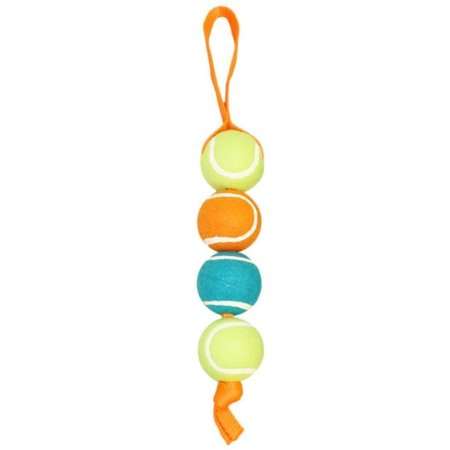 PETPATH 4 Nylon Stacked Tennis Ball Tug Dog Toy PE2479061